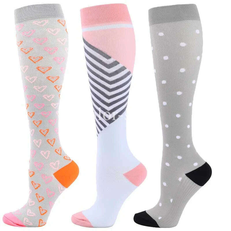 KIMLUD, CFS Compression Socks Women Men Knee Stocking 20-30mmHg Edema Diabetes Varicose Veins Nurse Compression Socks Running Sport Sock, MIX003-360 / L-XL   EU 41-45, KIMLUD APPAREL - Womens Clothes