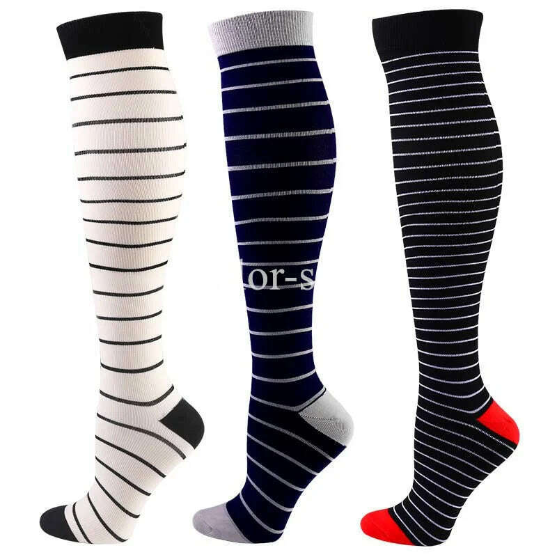 KIMLUD, CFS Compression Socks Women Men Knee Stocking 20-30mmHg Edema Diabetes Varicose Veins Nurse Compression Socks Running Sport Sock, MIX003-361 / S-M   EU 35-41, KIMLUD APPAREL - Womens Clothes