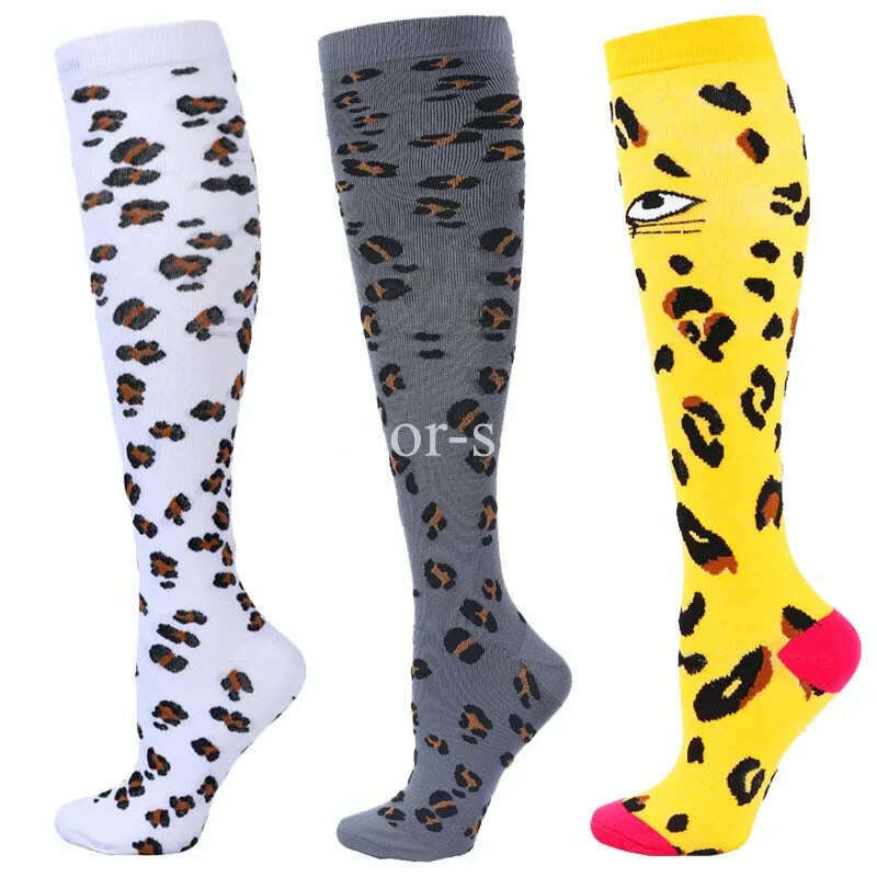 KIMLUD, CFS Compression Socks Women Men Knee Stocking 20-30mmHg Edema Diabetes Varicose Veins Nurse Compression Socks Running Sport Sock, MIX003-363 / S-M   EU 35-41, KIMLUD APPAREL - Womens Clothes