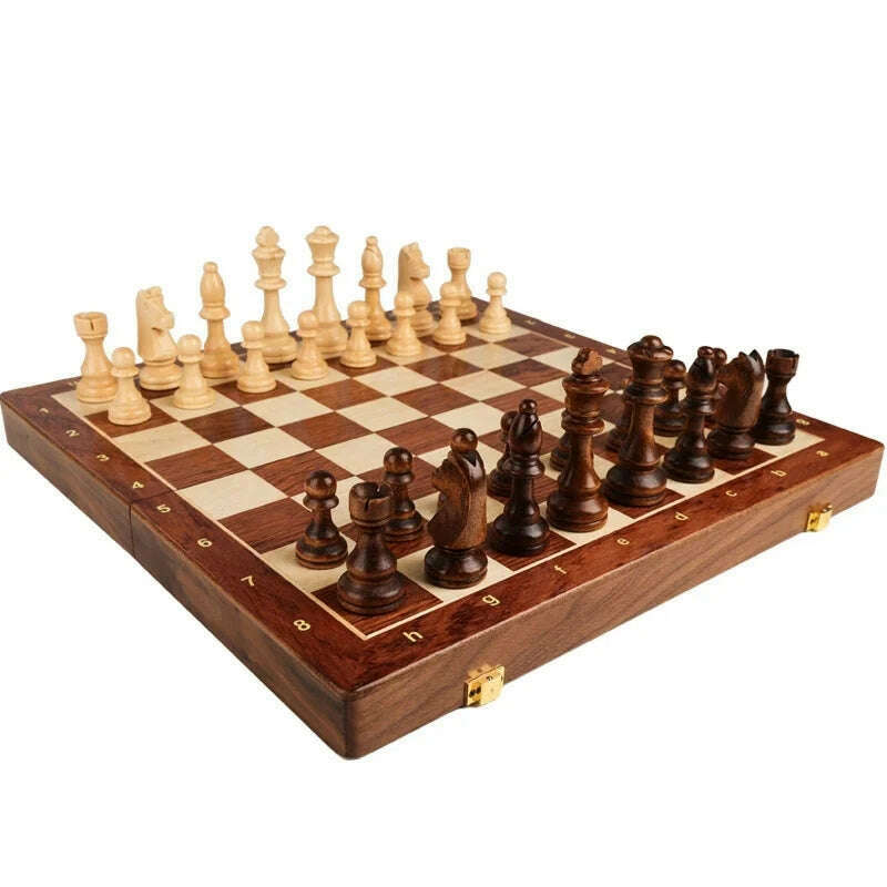 KIMLUD, Chess Pieces Solid Wood with More than 2 High-grade Wooden Folding Board Match Game Entertainment 39*39cm/15.35in, KIMLUD Womens Clothes