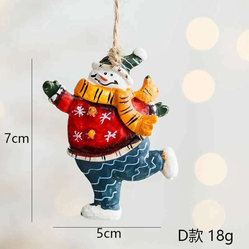 Christmas Decoration Crafts Small Resin Pendant Cute Horse Reindeer Pattern Design Xmas Tree Pendant Christmas Tree Decorations - KIMLUD