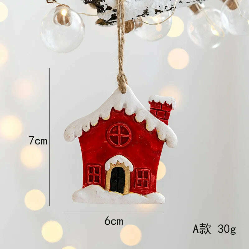 KIMLUD, Christmas Decoration Crafts Small Resin Pendant Cute Horse Reindeer Pattern Design Xmas Tree Pendant Christmas Tree Decorations, A, KIMLUD APPAREL - Womens Clothes