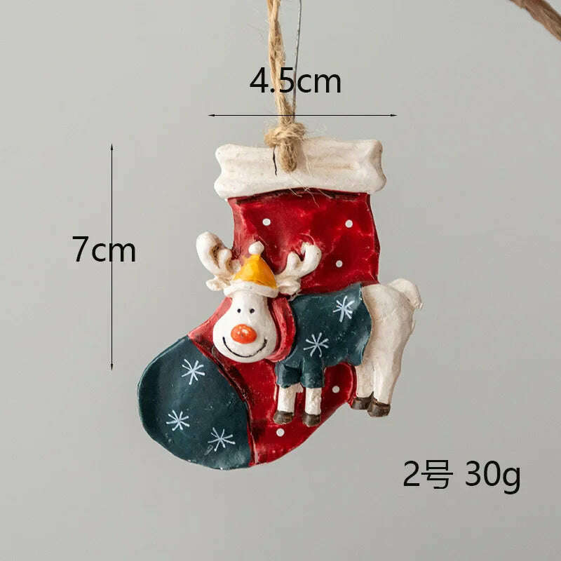 KIMLUD, Christmas Decoration Crafts Small Resin Pendant Cute Horse Reindeer Pattern Design Xmas Tree Pendant Christmas Tree Decorations, 2, KIMLUD APPAREL - Womens Clothes