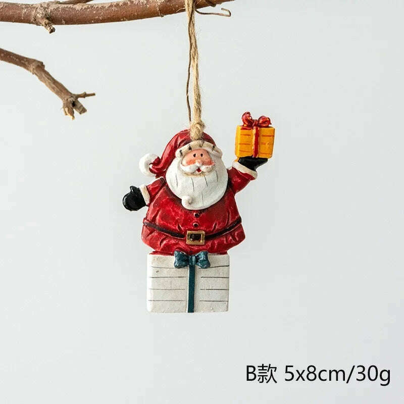 KIMLUD, Christmas Decoration Crafts Small Resin Pendant Cute Horse Reindeer Pattern Design Xmas Tree Pendant Christmas Tree Decorations, B1, KIMLUD APPAREL - Womens Clothes