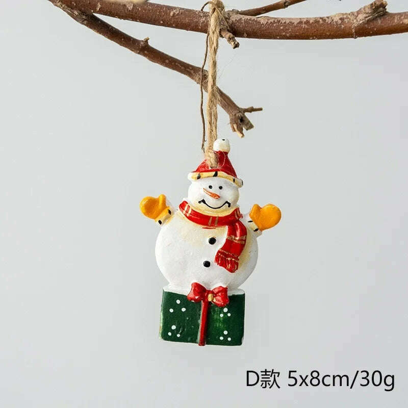 Christmas Decoration Crafts Small Resin Pendant Cute Horse Reindeer Pattern Design Xmas Tree Pendant Christmas Tree Decorations - KIMLUD