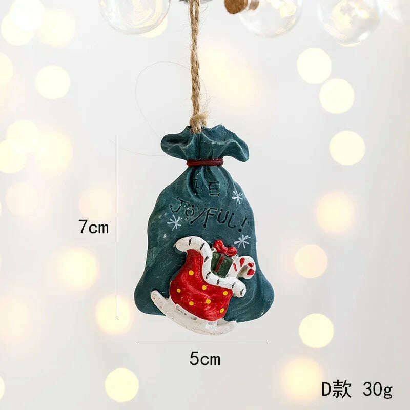 KIMLUD, Christmas Decoration Crafts Small Resin Pendant Cute Horse Reindeer Pattern Design Xmas Tree Pendant Christmas Tree Decorations, D, KIMLUD APPAREL - Womens Clothes