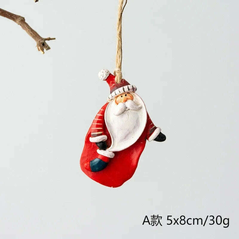 KIMLUD, Christmas Decoration Crafts Small Resin Pendant Cute Horse Reindeer Pattern Design Xmas Tree Pendant Christmas Tree Decorations, A1, KIMLUD APPAREL - Womens Clothes