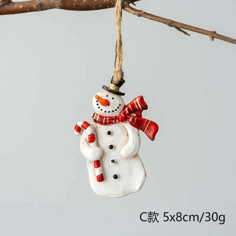 KIMLUD, Christmas Decoration Crafts Small Resin Pendant Cute Horse Reindeer Pattern Design Xmas Tree Pendant Christmas Tree Decorations, C1, KIMLUD APPAREL - Womens Clothes