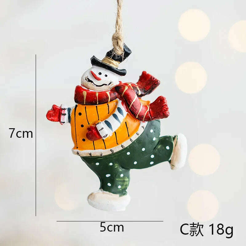 KIMLUD, Christmas Decoration Crafts Small Resin Pendant Cute Horse Reindeer Pattern Design Xmas Tree Pendant Christmas Tree Decorations, KIMLUD Womens Clothes