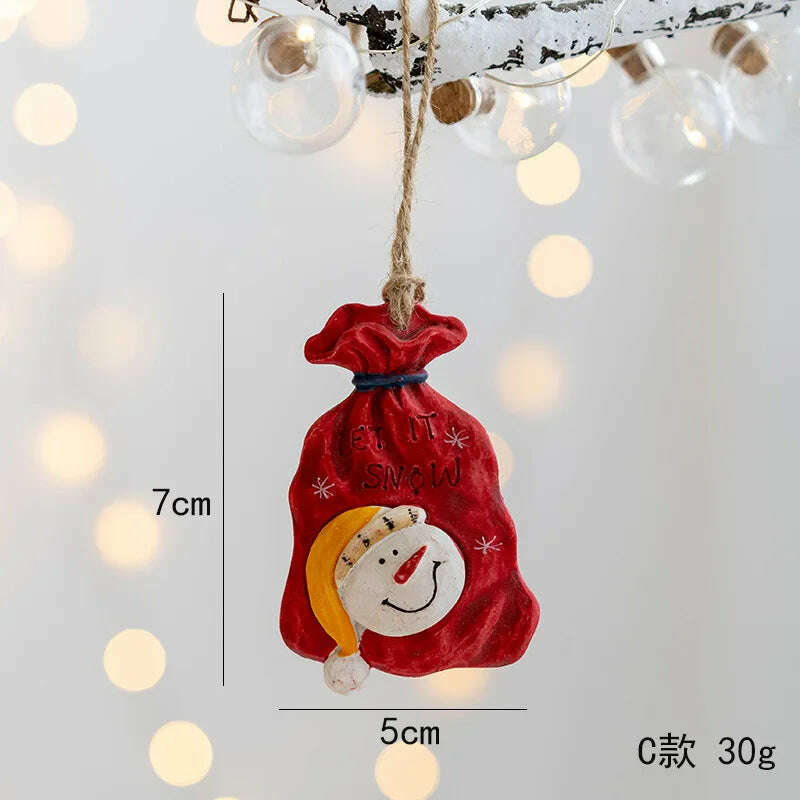 KIMLUD, Christmas Decoration Crafts Small Resin Pendant Cute Horse Reindeer Pattern Design Xmas Tree Pendant Christmas Tree Decorations, C, KIMLUD APPAREL - Womens Clothes