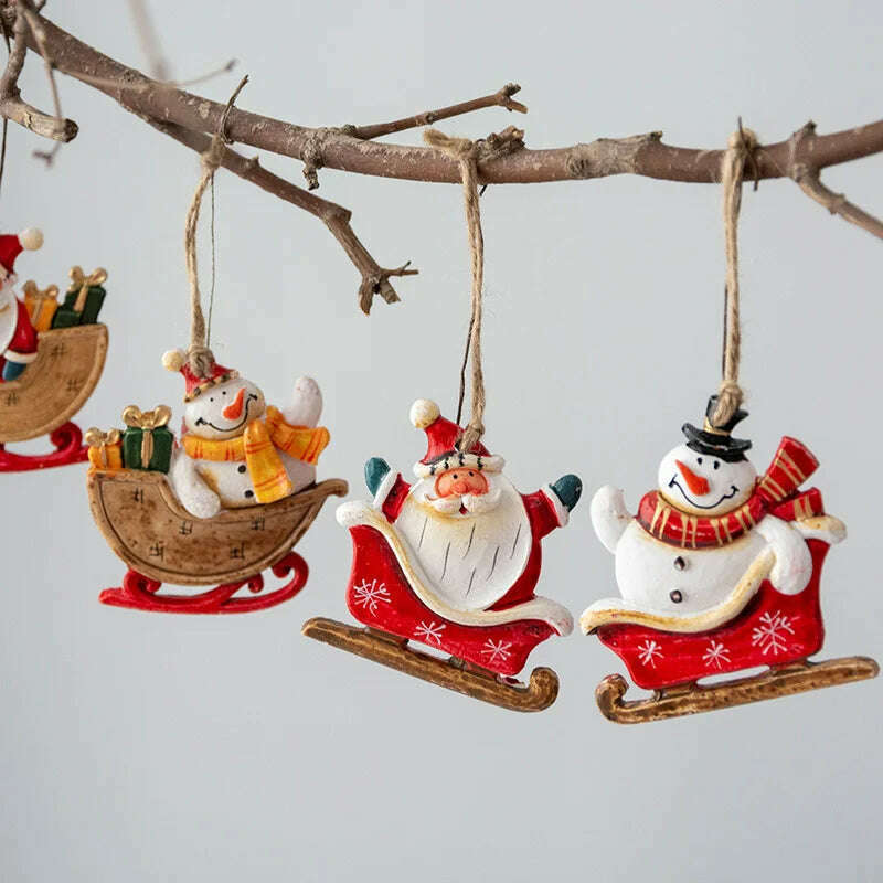 KIMLUD, Christmas Santa Snowman Gingerbread Man Resin Pendant Christmas Tree Decoration Ornaments DIY Kids Toys Noel Navidad Kerst 2023, KIMLUD Womens Clothes