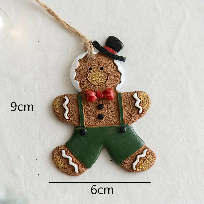 KIMLUD, Christmas Santa Snowman Gingerbread Man Resin Pendant Christmas Tree Decoration Ornaments DIY Kids Toys Noel Navidad Kerst 2023, H-1, KIMLUD APPAREL - Womens Clothes