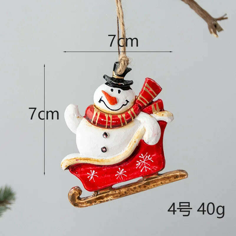 KIMLUD, Christmas Santa Snowman Gingerbread Man Resin Pendant Christmas Tree Decoration Ornaments DIY Kids Toys Noel Navidad Kerst 2023, A-4, KIMLUD APPAREL - Womens Clothes