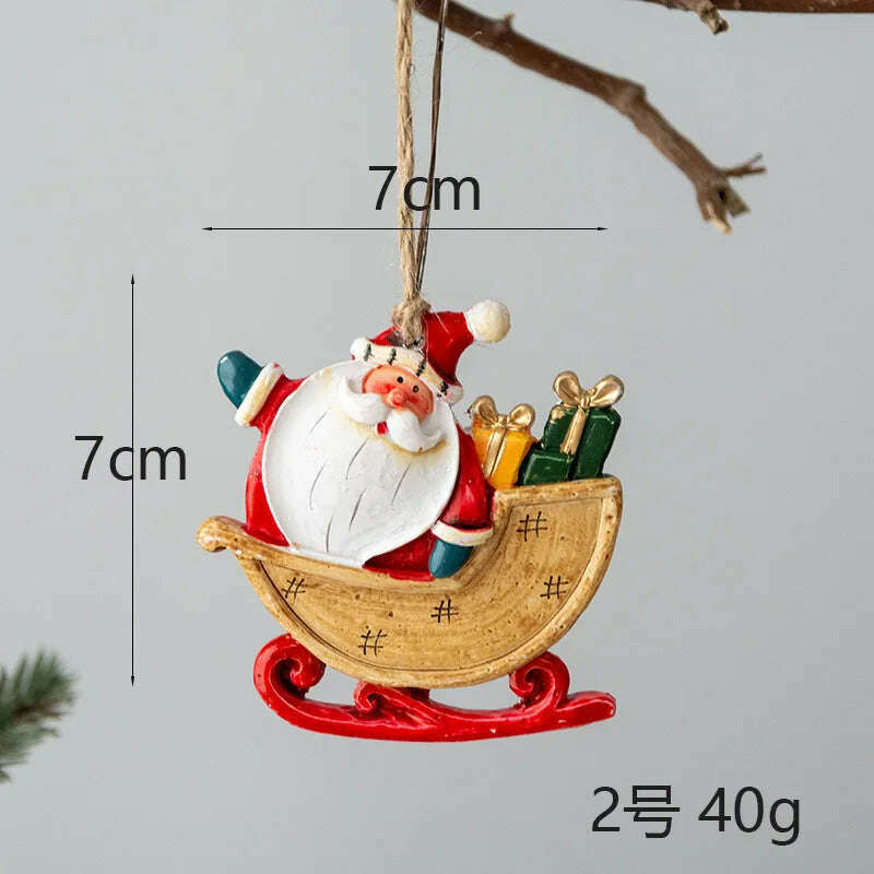 KIMLUD, Christmas Santa Snowman Gingerbread Man Resin Pendant Christmas Tree Decoration Ornaments DIY Kids Toys Noel Navidad Kerst 2023, A-2, KIMLUD APPAREL - Womens Clothes