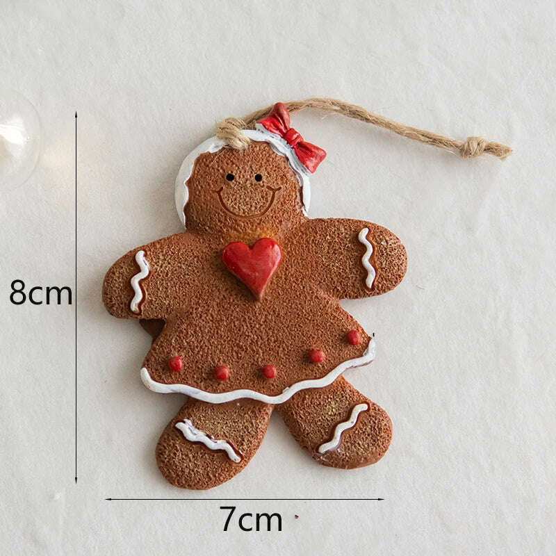 KIMLUD, Christmas Santa Snowman Gingerbread Man Resin Pendant Christmas Tree Decoration Ornaments DIY Kids Toys Noel Navidad Kerst 2023, H-6, KIMLUD APPAREL - Womens Clothes