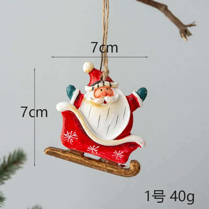 KIMLUD, Christmas Santa Snowman Gingerbread Man Resin Pendant Christmas Tree Decoration Ornaments DIY Kids Toys Noel Navidad Kerst 2023, A-1, KIMLUD APPAREL - Womens Clothes