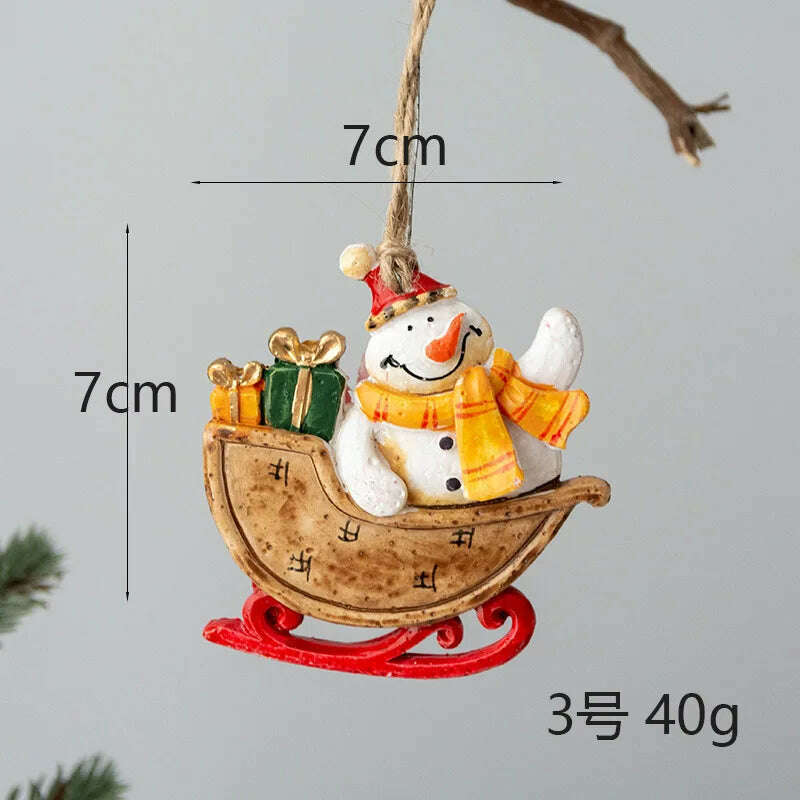 KIMLUD, Christmas Santa Snowman Gingerbread Man Resin Pendant Christmas Tree Decoration Ornaments DIY Kids Toys Noel Navidad Kerst 2023, A-3, KIMLUD APPAREL - Womens Clothes