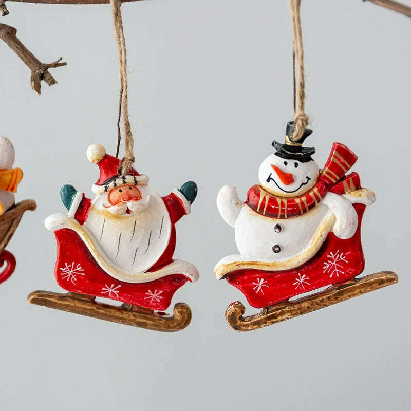 KIMLUD, Christmas Santa Snowman Gingerbread Man Resin Pendant Christmas Tree Decoration Ornaments DIY Kids Toys Noel Navidad Kerst 2023, KIMLUD Womens Clothes