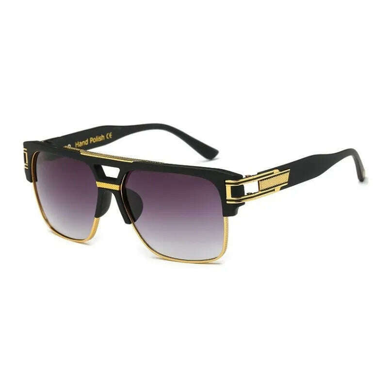 KIMLUD, Classic Luxury Men Sunglasses Glamour Fashion Brand Sun Glasses For Women Mirrored Retro Vintage Square Designer Shades, C05 / MERCELYN, KIMLUD Womens Clothes