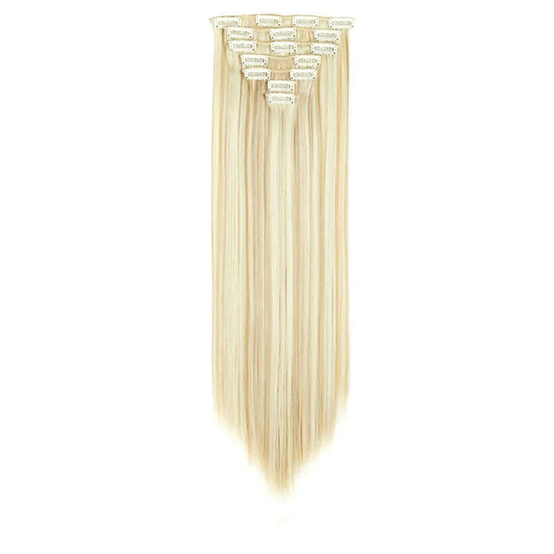 KIMLUD, Clip in Hair Extensions 22 Inch Brown Mix Blonde Long Hair Extensions Clip Ins 7PCS Soft Synthetic Hairpieces for Women, SC66-18H613 / 22INCHES, KIMLUD APPAREL - Womens Clothes