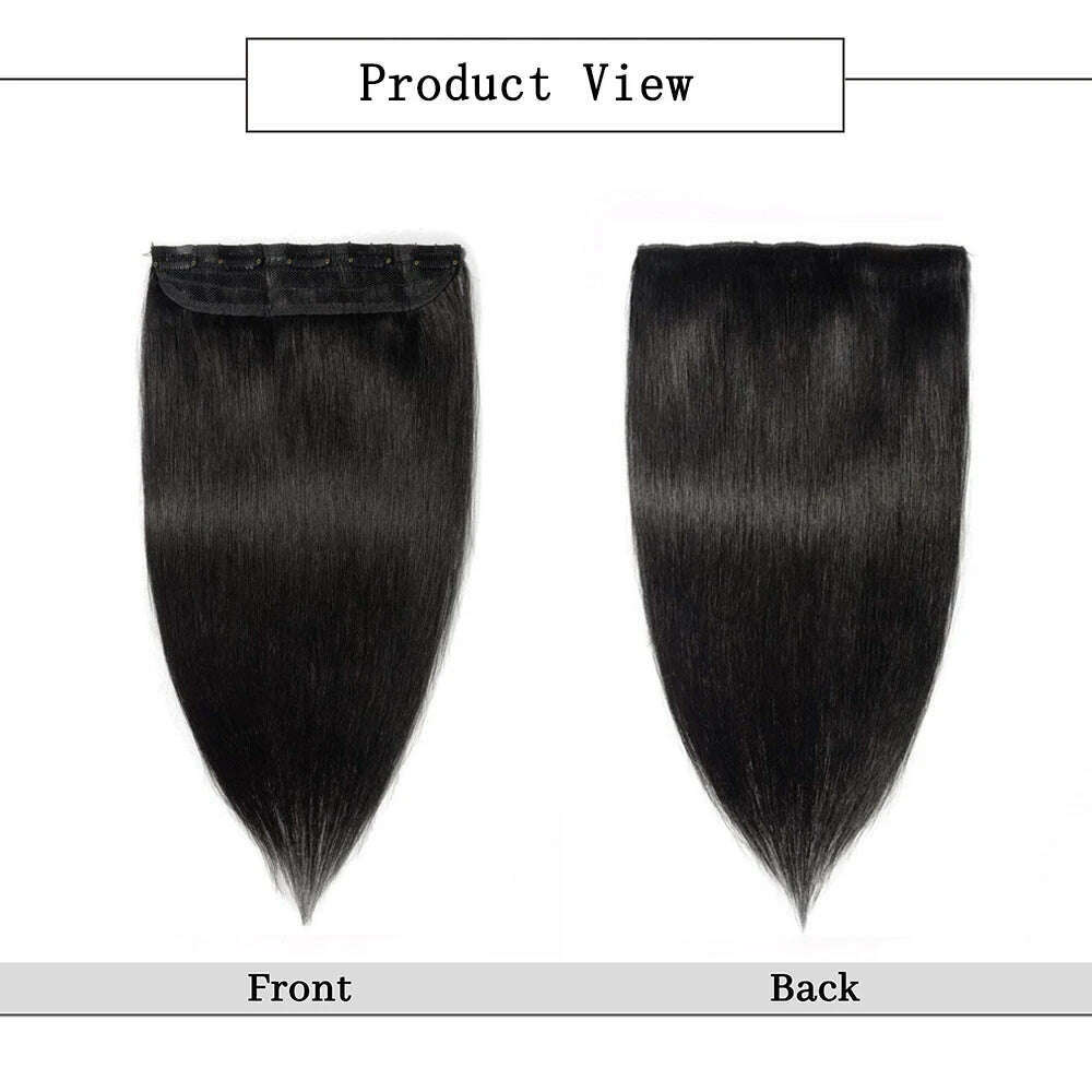 Clip in Human Hair Extensions One Piece 5 Clips 100% Real Human Hair Straight Soft One Piece Natural Human Hair Extensions 120g - KIMLUD