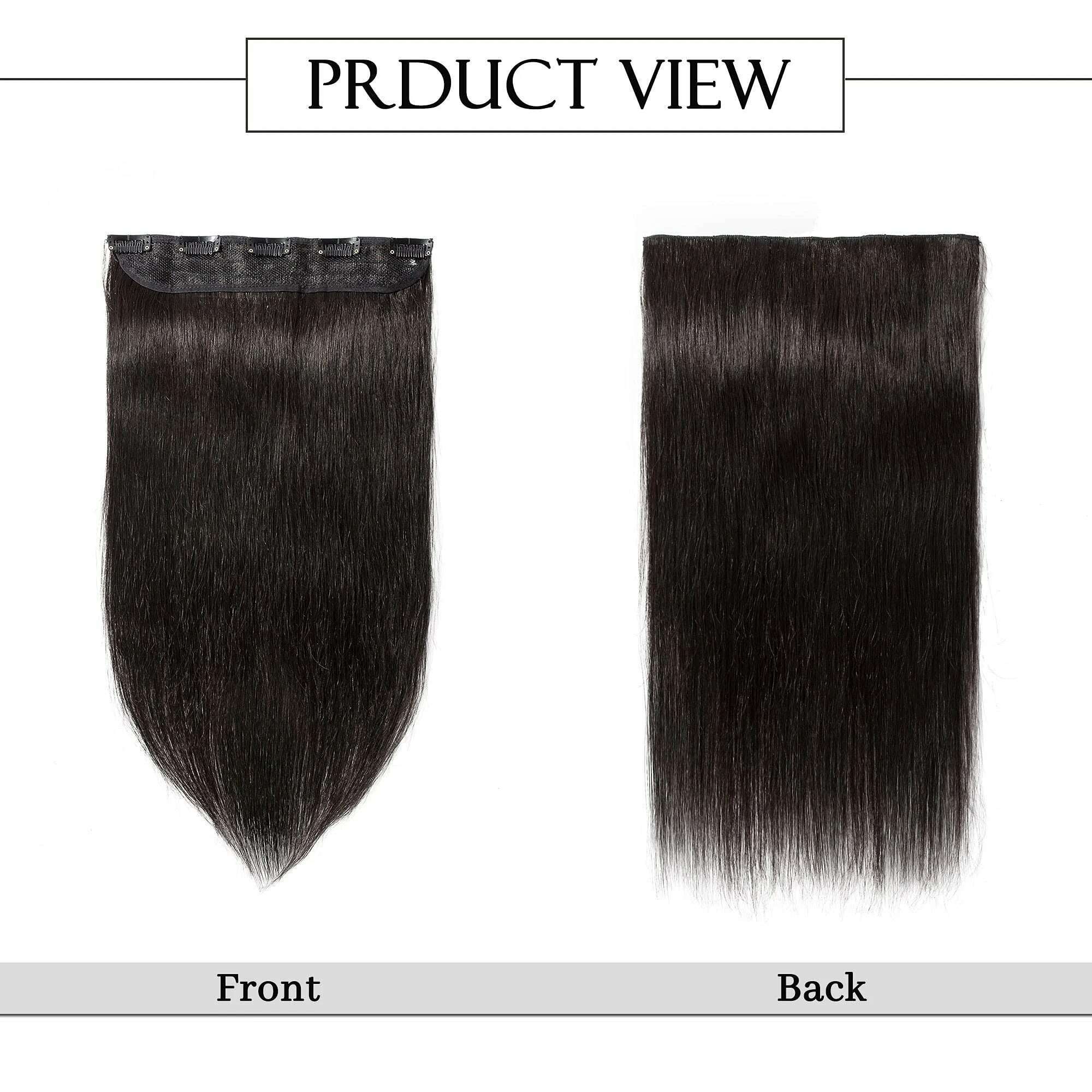 Clip in Human Hair Extensions One Piece 5 Clips 100% Real Human Hair Straight Soft One Piece Natural Human Hair Extensions 120g - KIMLUD