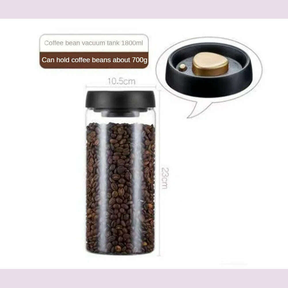 KIMLUD, Coffee Beans Vacuum Sealed Tank Transparent Glass Food Storage Jars Household Moisture-proof Air Extraction Airtight Container, KIMLUD Womens Clothes