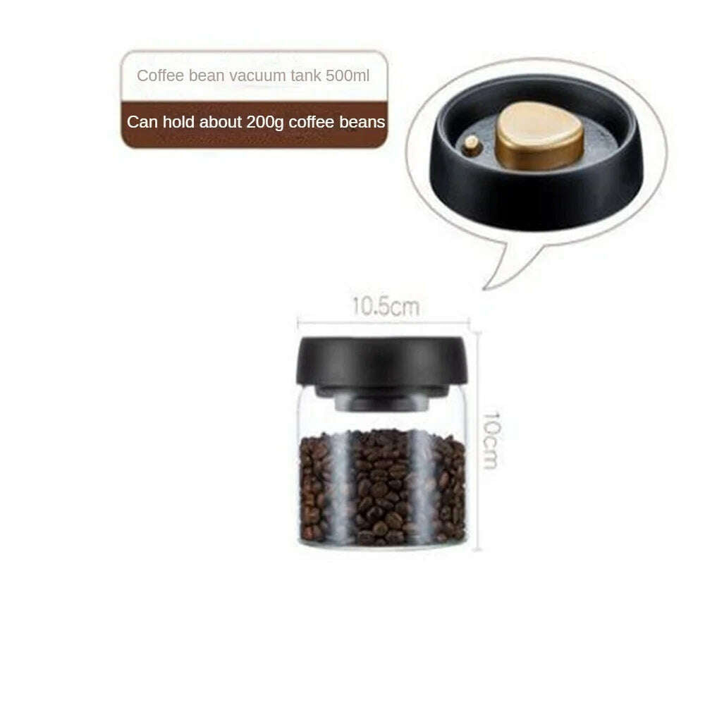 KIMLUD, Coffee Beans Vacuum Sealed Tank Transparent Glass Food Storage Jars Household Moisture-proof Air Extraction Airtight Container, 500ml, KIMLUD Womens Clothes