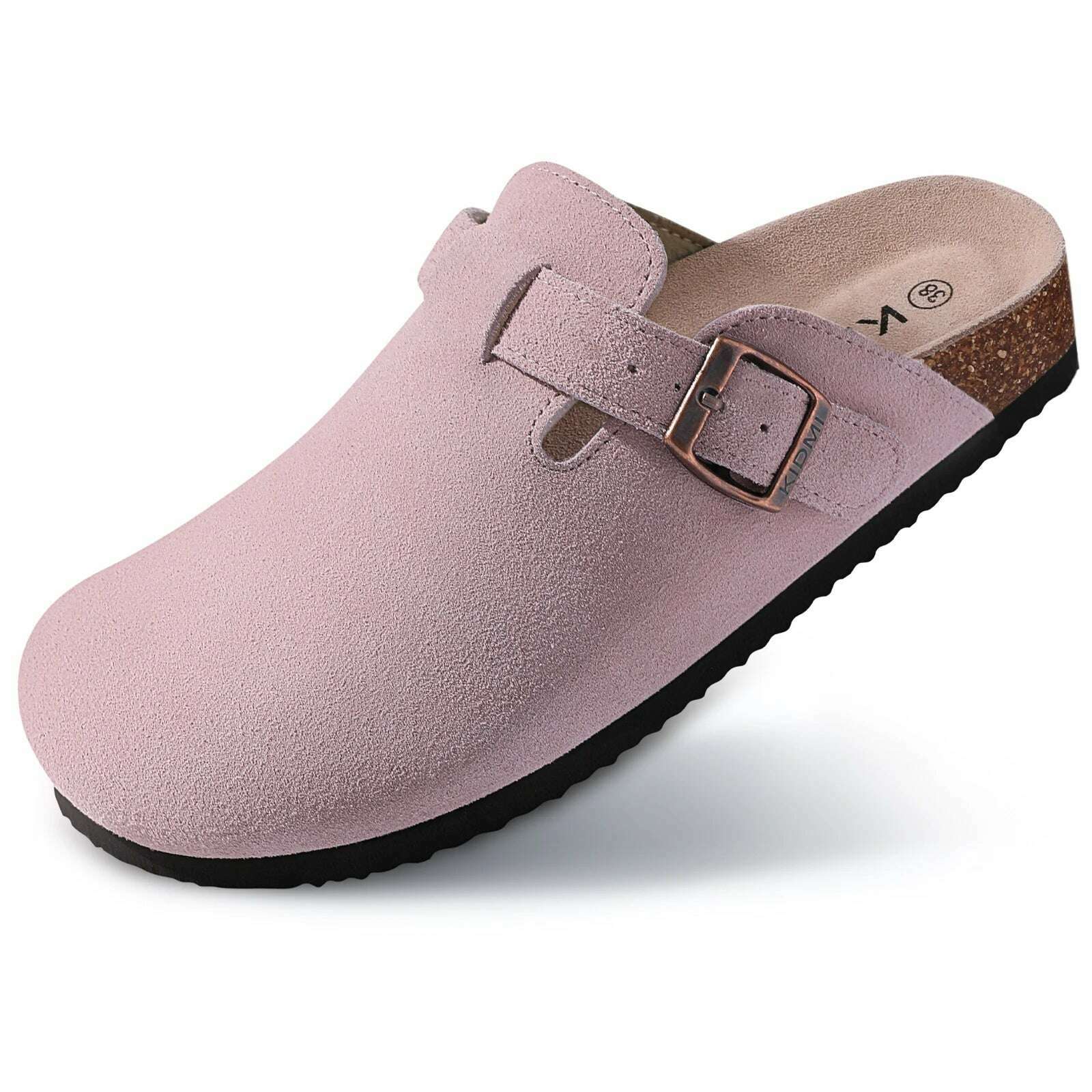 KIMLUD, Comwarm Fashion Women's Suede Mules Slippers Men Clogs Cork Insole Sandals With Arch Support Outdoor Beach Slides Home Shoes, KIMLUD Womens Clothes