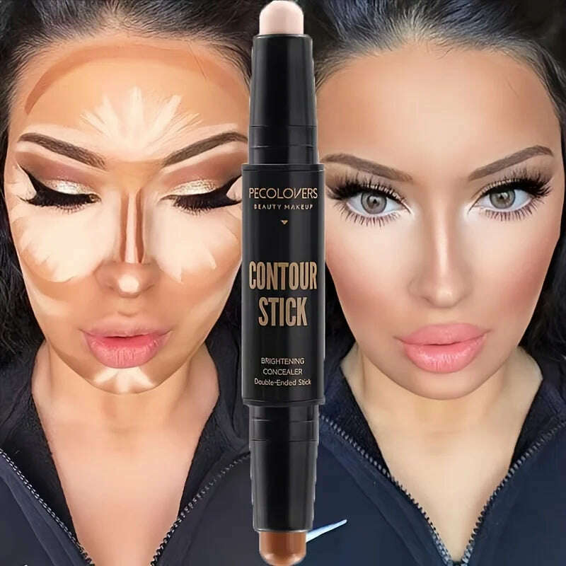 Contouring Stick with Double-headed Concealer Highlighter for Three-dimensional Nose Bridge Shadow V Face High Nose Bridge - KIMLUD