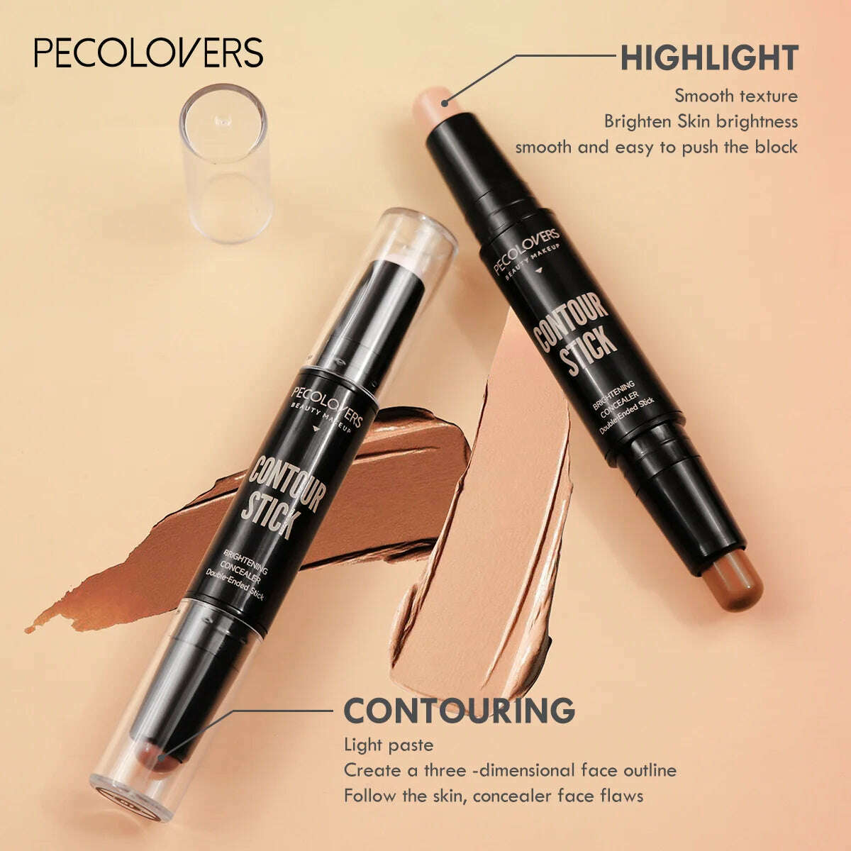 KIMLUD, Contouring Stick with Double-headed Concealer Highlighter for Three-dimensional Nose Bridge Shadow V Face High Nose Bridge, KIMLUD Womens Clothes