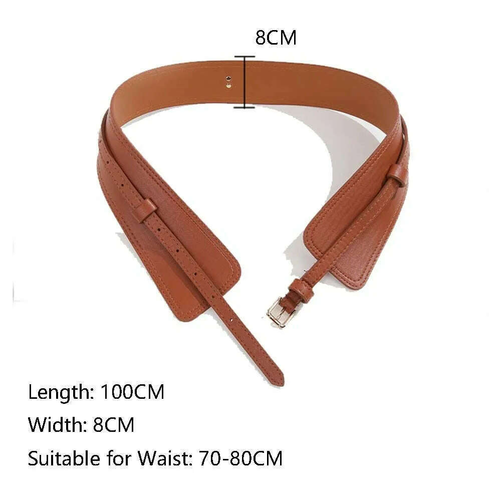 KIMLUD, Corset Wide Belts Pu Leather Slimming Body Waistband For Women Elastic Waist Belts Strap Belts Bownot Dress Coat Accessories, KIMLUD Womens Clothes