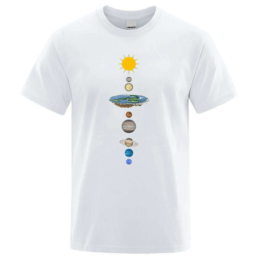 KIMLUD, Cosmic Solar System Planets Print Short Sleeve Men Street Casual Tee Clothing Loose Oversized T Shirt Male Summer Cotton Tops, White / S, KIMLUD APPAREL - Womens Clothes