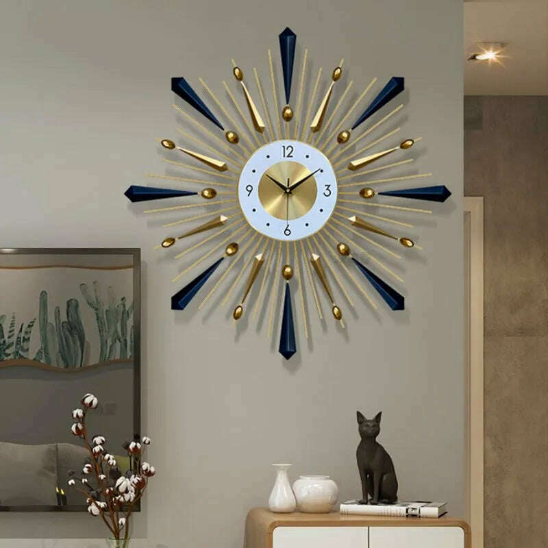 Creative Art Light Luxury Wall Watch Wall Clock Living Room Home Clock Decoration Fashion Modern Simple Personality Clock - KIMLUD