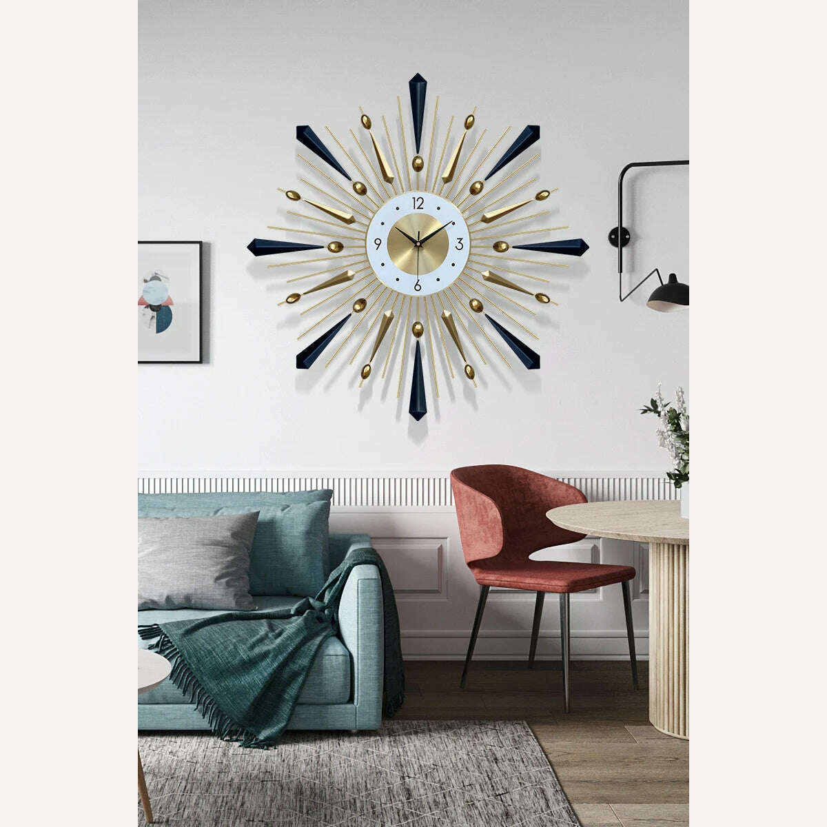 Creative Art Light Luxury Wall Watch Wall Clock Living Room Home Clock Decoration Fashion Modern Simple Personality Clock - KIMLUD