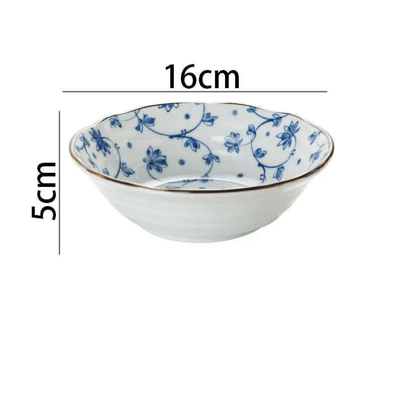 KIMLUD, Creative Ceramic Plate Blue and White Porcelain Desktop Fruit Salad Dish Hotel Dinner Set Plates and Dishes Kitchen Cutlery, B-bowl-16x5cm, KIMLUD APPAREL - Womens Clothes