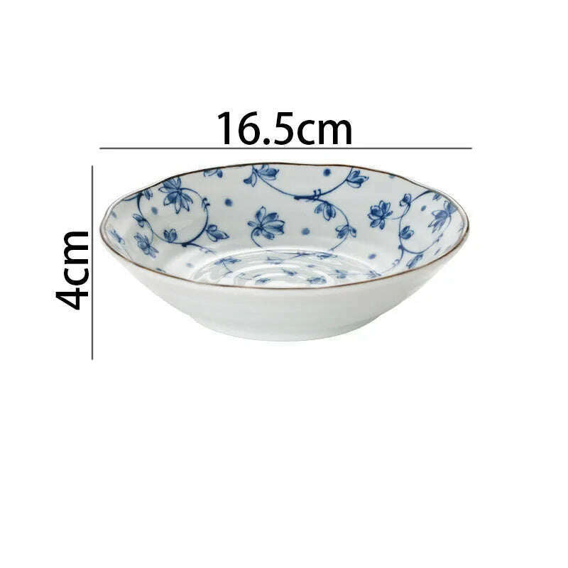 KIMLUD, Creative Ceramic Plate Blue and White Porcelain Desktop Fruit Salad Dish Hotel Dinner Set Plates and Dishes Kitchen Cutlery, B-bowl-16.5x4cm, KIMLUD APPAREL - Womens Clothes