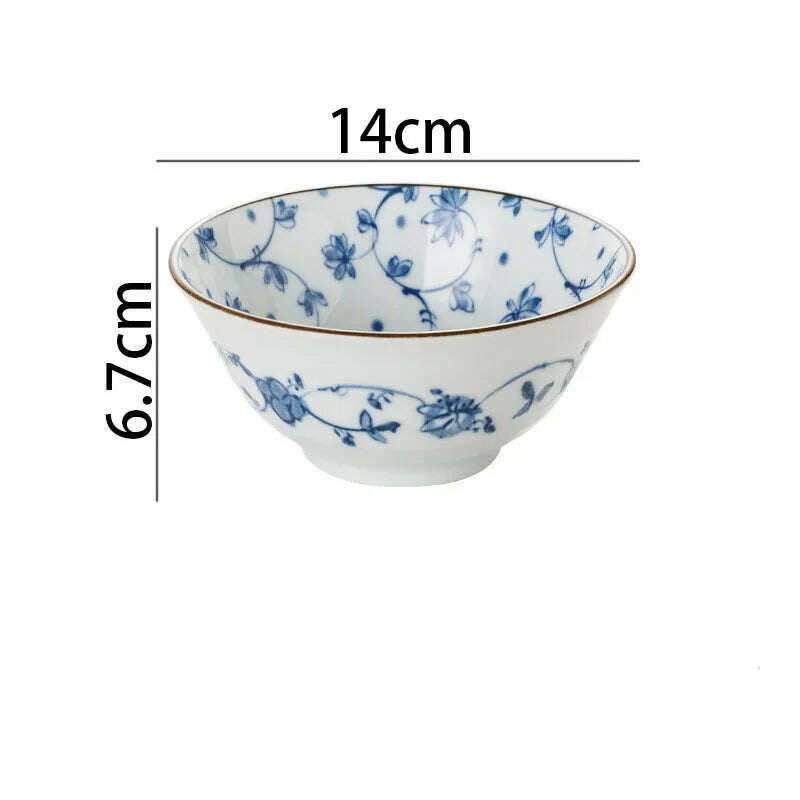 KIMLUD, Creative Ceramic Plate Blue and White Porcelain Desktop Fruit Salad Dish Hotel Dinner Set Plates and Dishes Kitchen Cutlery, A-bowl-14x6.7cm, KIMLUD APPAREL - Womens Clothes