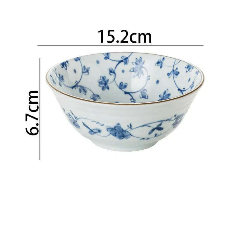 KIMLUD, Creative Ceramic Plate Blue and White Porcelain Desktop Fruit Salad Dish Hotel Dinner Set Plates and Dishes Kitchen Cutlery, A-bowl-15.2x6.7cm, KIMLUD APPAREL - Womens Clothes