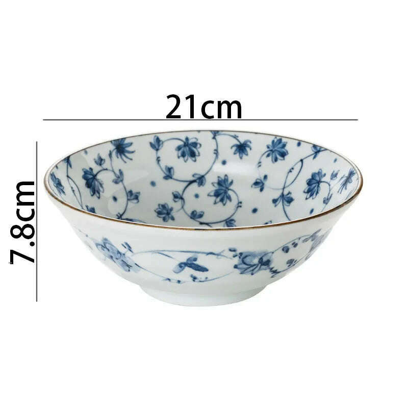 KIMLUD, Creative Ceramic Plate Blue and White Porcelain Desktop Fruit Salad Dish Hotel Dinner Set Plates and Dishes Kitchen Cutlery, A-bowl-21x7.8cm, KIMLUD APPAREL - Womens Clothes