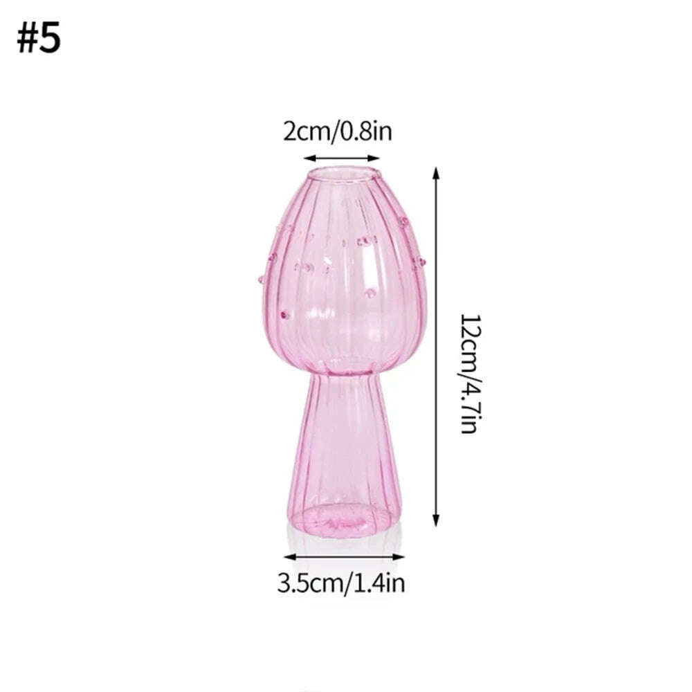 KIMLUD, Creative Mushroom Glass Flower Vase Plant Hydroponic Terrarium Art Plant Table Vase Glass Crafts DIY Room Decor Bottle Ваза, 6, KIMLUD APPAREL - Womens Clothes