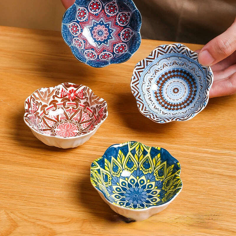 KIMLUD, Creative Painted Ceramic Seasoning Small Dish Japanese Dipping Seasoning Dish Snack Bowls Dishes, KIMLUD Womens Clothes