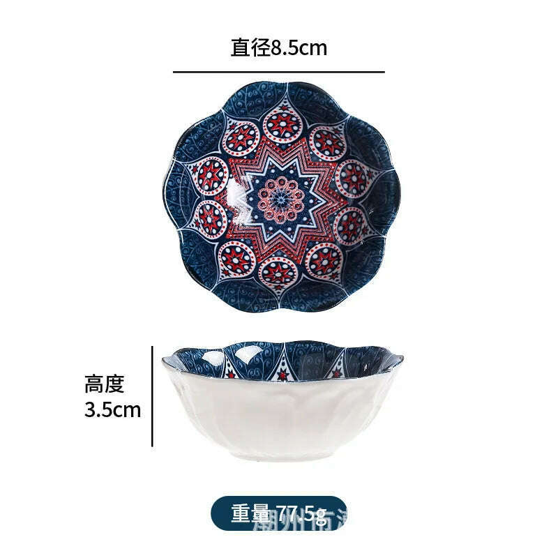 Creative Painted Ceramic Seasoning Small Dish Japanese Dipping Seasoning Dish Snack Bowls Dishes - KIMLUD