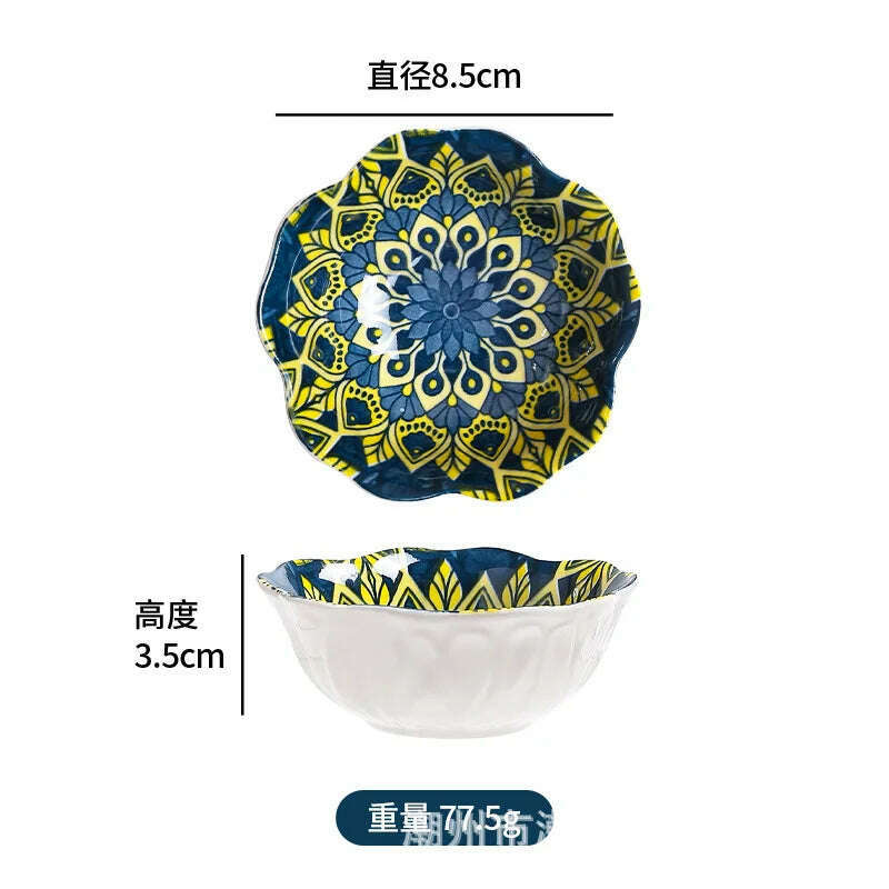 Creative Painted Ceramic Seasoning Small Dish Japanese Dipping Seasoning Dish Snack Bowls Dishes - KIMLUD