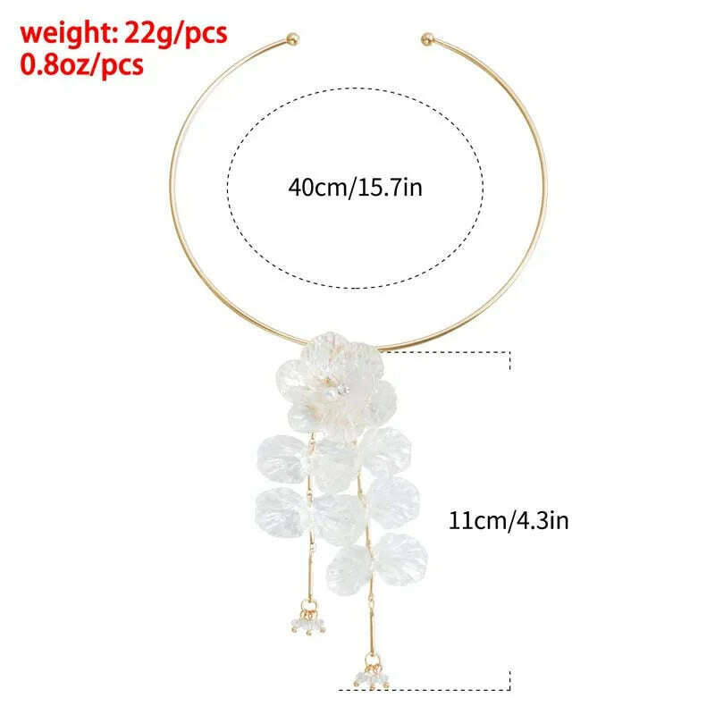 KIMLUD, Creative Punk Flower Tassel Collar Necklaces for Women Elegant Crystal Colorful Petal Pendant Necklace Wedding Jewelry Set Gifts, KIMLUD Womens Clothes