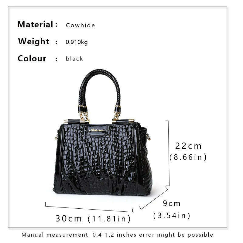 KIMLUD, Crocodile Print Top Handle Bag Real Leather Casual Tote Elegant Women Handbags Purses Luxury Genuine Leather, KIMLUD Womens Clothes