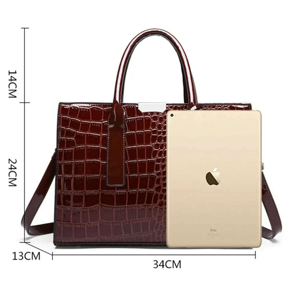 KIMLUD, Crocodile Print Women Handbags and Purse Casual Tote Bags Top Handle Bags Large Capacity Patent Leather Crossbody Bags, KIMLUD Womens Clothes