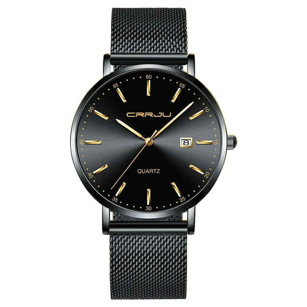 KIMLUD, CRRJU Luxury Fashion Woman Bracelet Watch Women Casual Waterproof Quartz Ladies Dress Watches Gift lover Clock relogio feminino, black gold, KIMLUD APPAREL - Womens Clothes