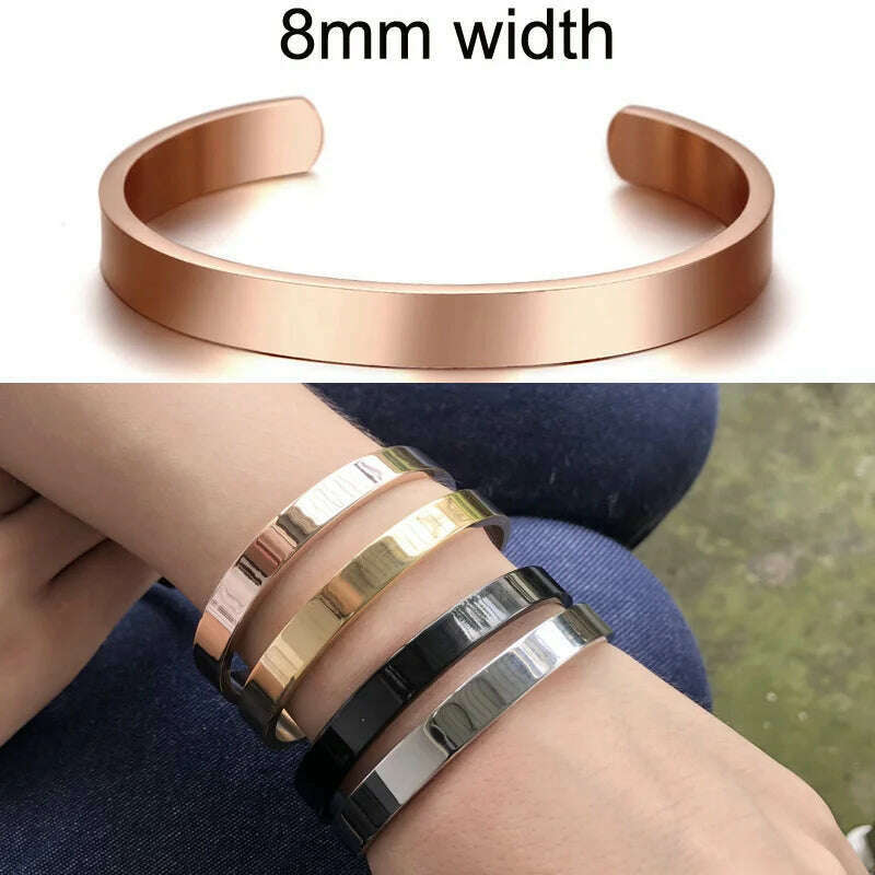 KIMLUD, Cuff Bracelet Bangle for Women ,Stainless Steel Openable Bracelet Couple,Charm Handchain Woman ,Stacked Layered Jewelry, 8mm rose gold, KIMLUD APPAREL - Womens Clothes