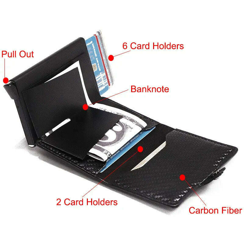 KIMLUD, Custom Card Holder Anti-theft Carbon Fiber Wallet Men Credit Card Holder Zipper Coins Pocket Wallet RFID Card Case & Money Clips, KIMLUD Womens Clothes